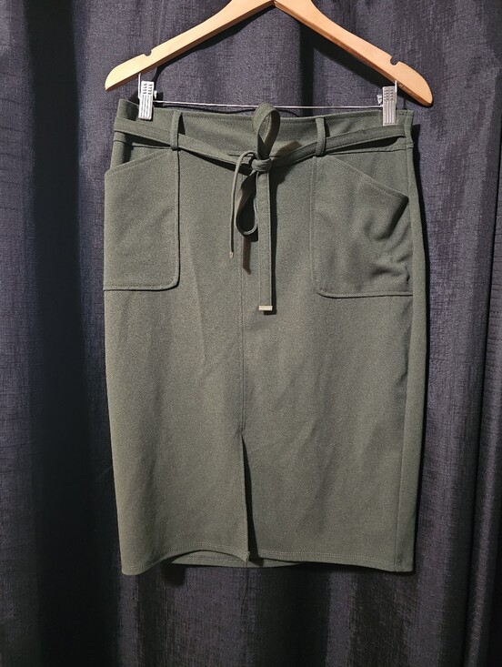 NYCC Dresses & Skirts - Nycc High-Rise Olive Green Belted Pencil Skirt M